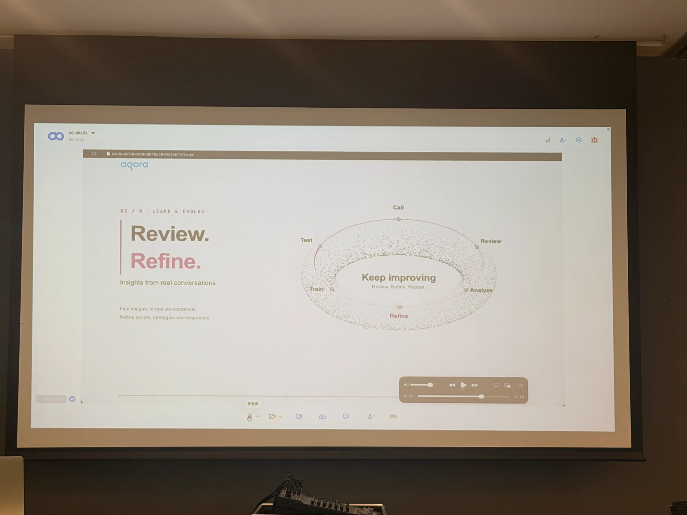 Apresentação sobre revisão e melhoria contínua da experiência.