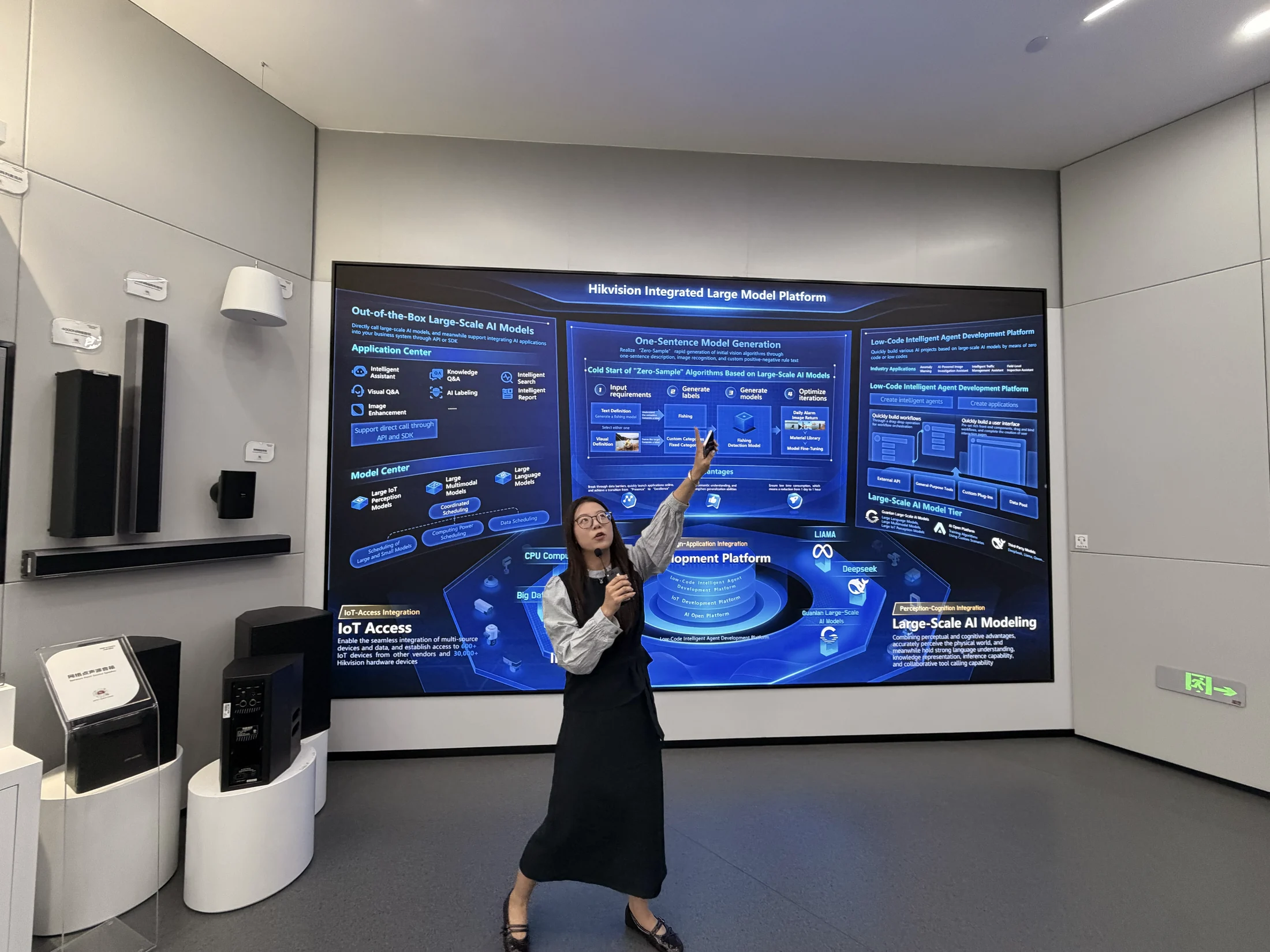 Apresentação da plataforma de grandes modelos e aplicações de IA da Hikvision.