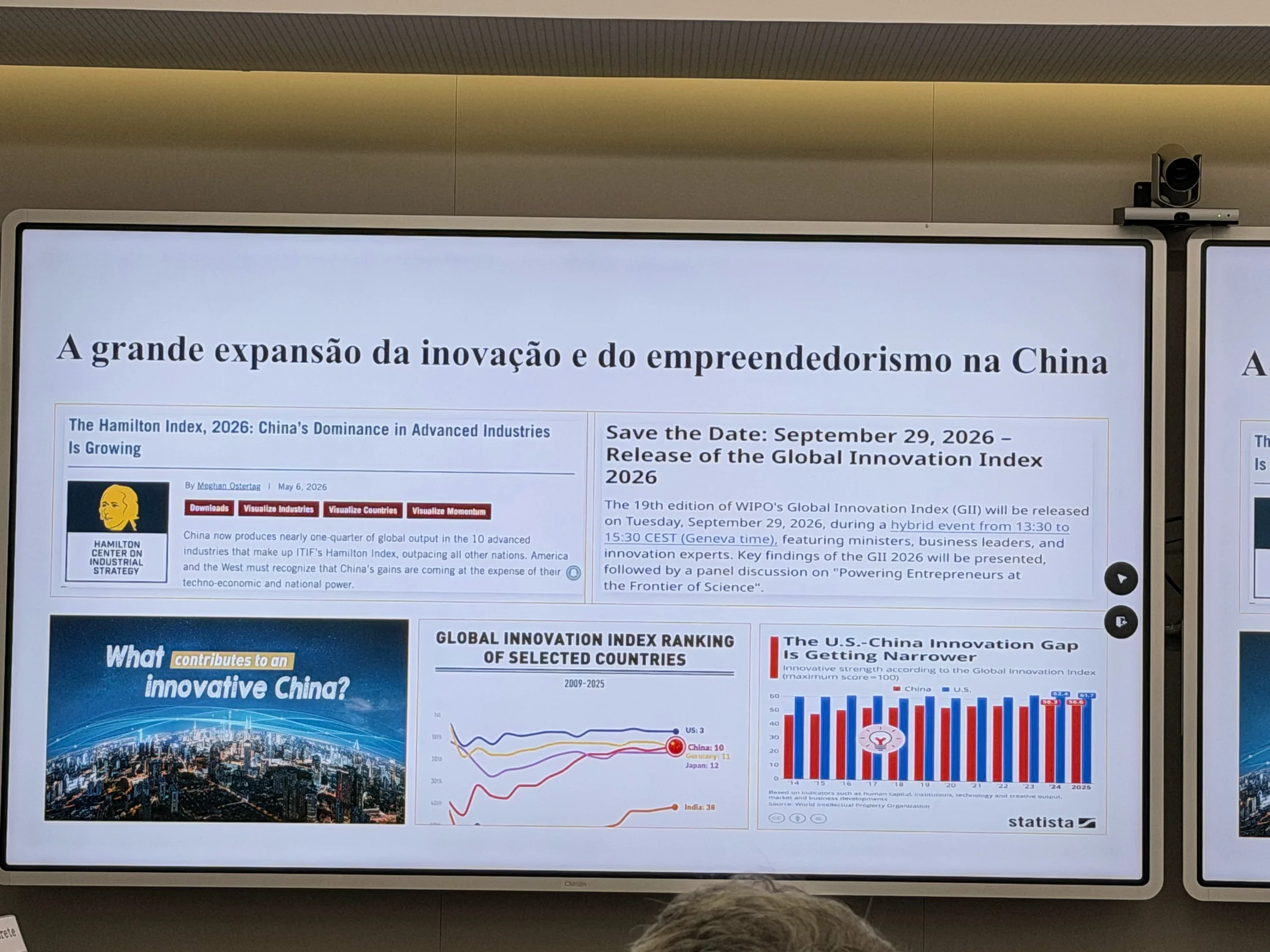 Material da aula sobre a expansão da inovação e do empreendedorismo na China.