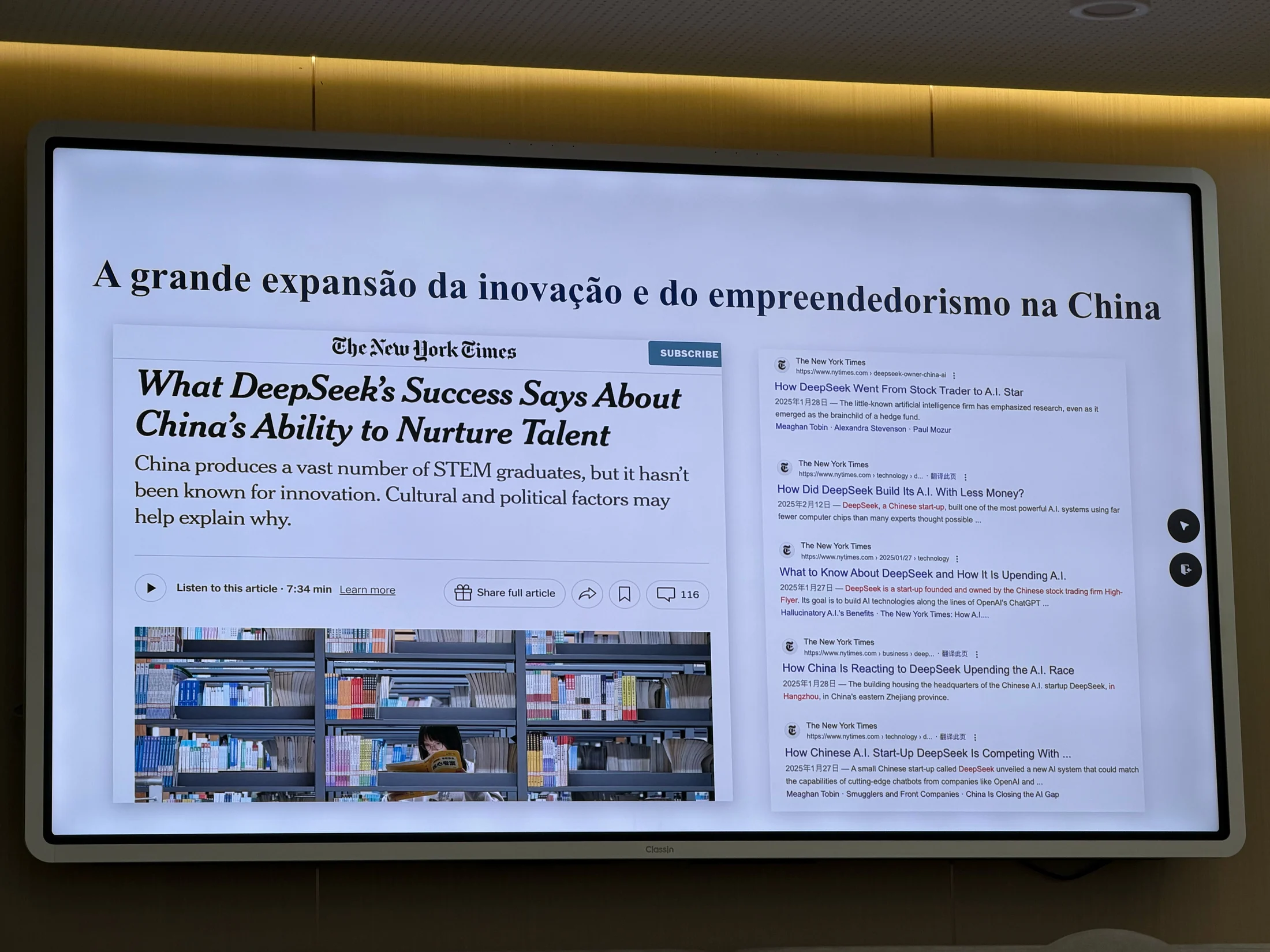 Referências de imprensa apresentadas na discussão sobre formação de talentos e inteligência artificial.